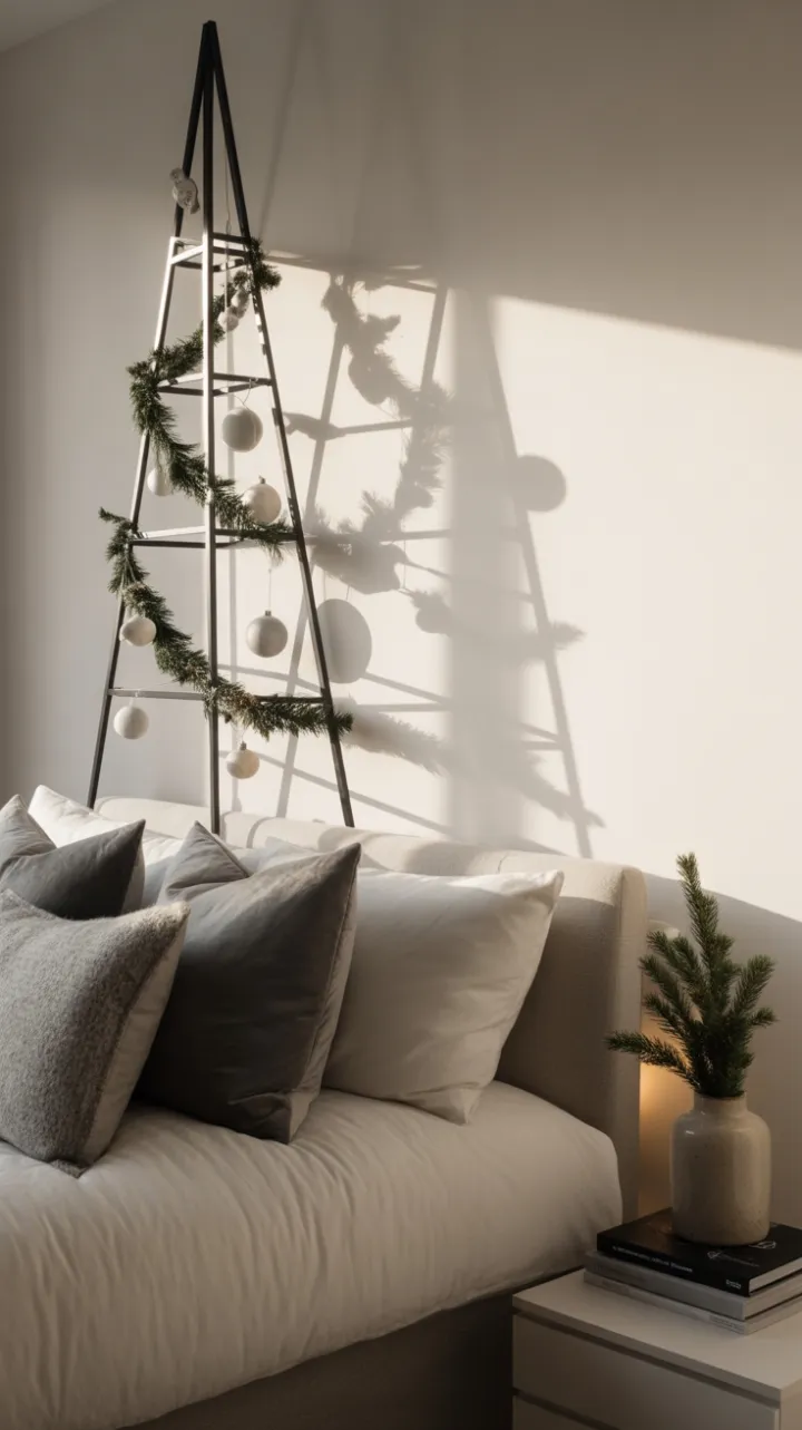 Silent Minimal Christmas – Geometric Tree and Cozy Gray Retreat