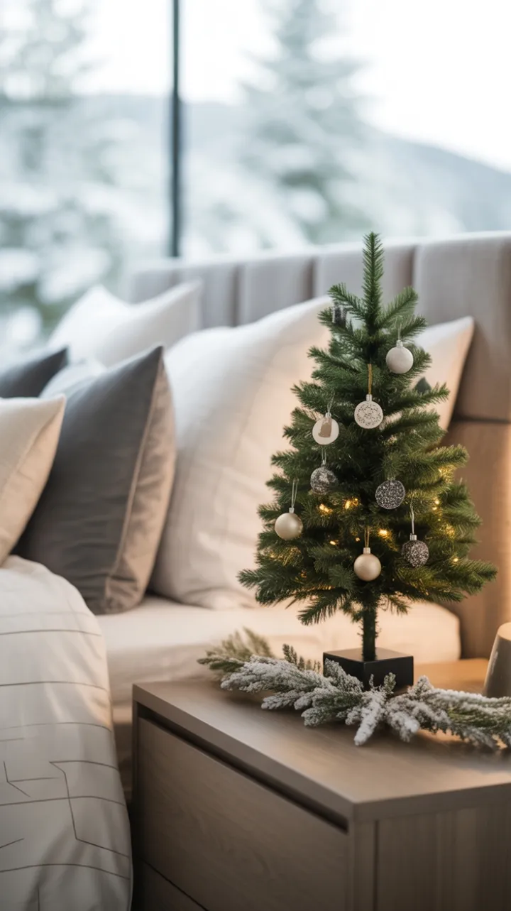 Serene Minimalist Christmas Bedroom in Soft Winter Light