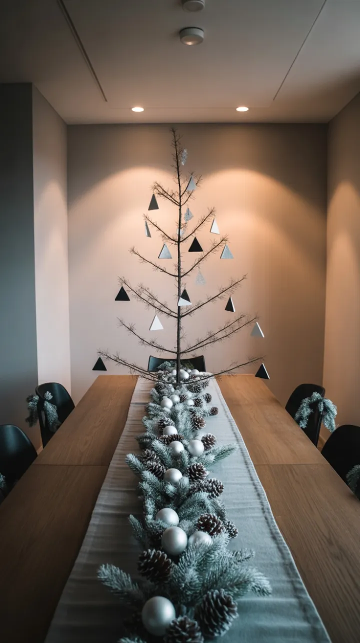 Geometric Holiday Harmony in a Minimalist Dining Room