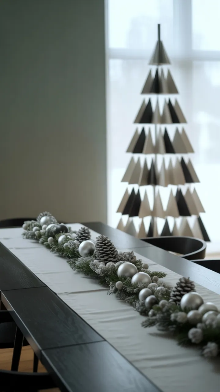 Minimalist Christmas Dining in Monochrome and Falling Snow