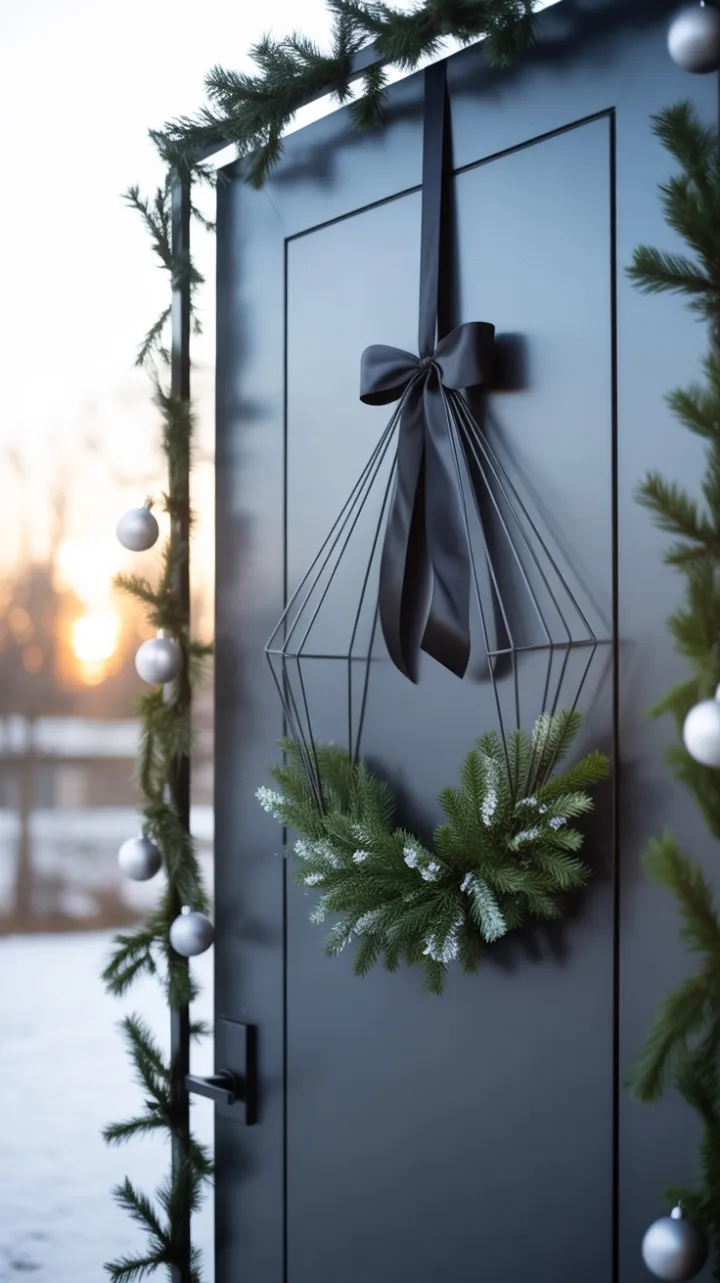 Satin Noir Minimalist Holiday Doorway in Winter Light