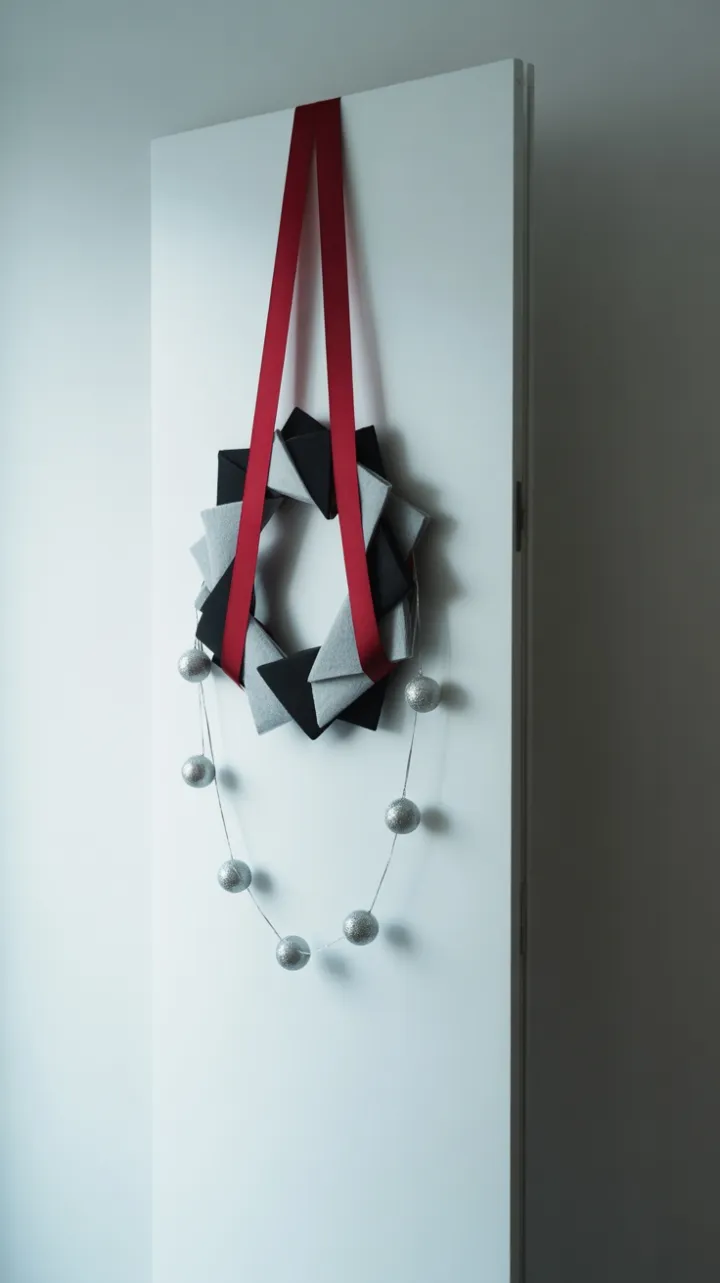 Crimson Loop on a Geometric Holiday Door