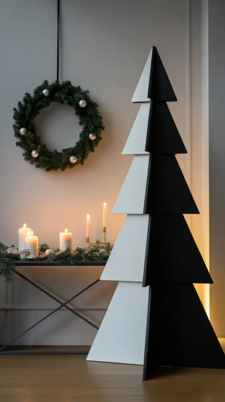Geometric Christmas Calm with Silver Wreath