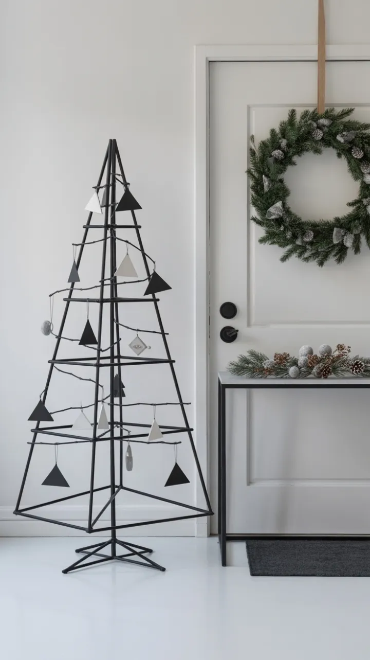 Sleek Monochrome Christmas Entryway