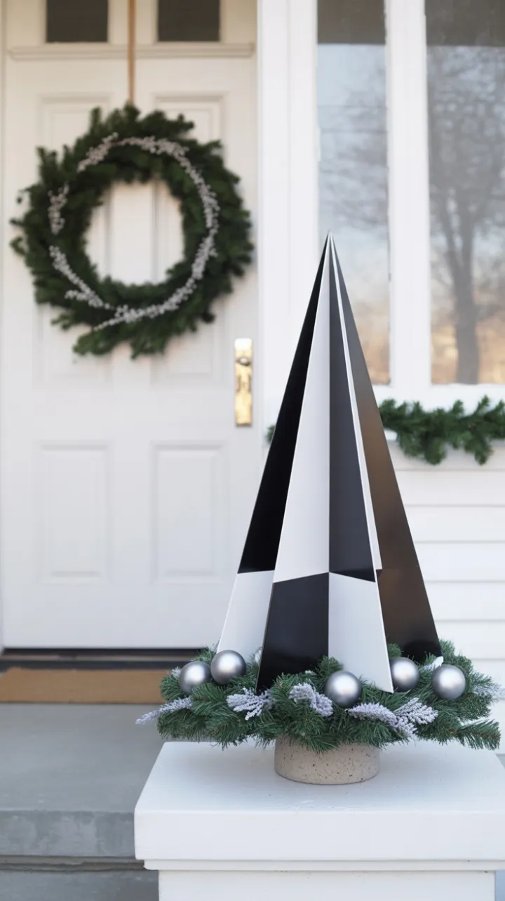 Sleek Geometry of a Minimalist Christmas Porch