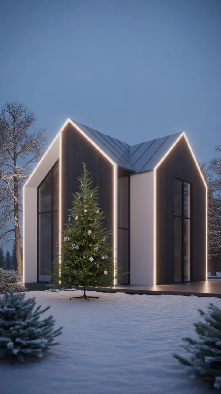 Twilight Glow on a Minimalist Christmas Home