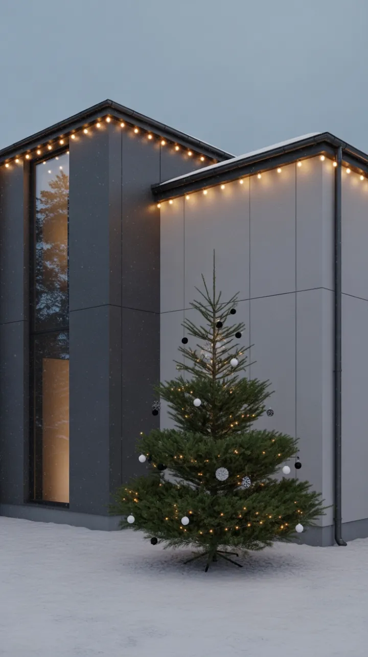 Quiet Minimalist Christmas on a Snowy Evening