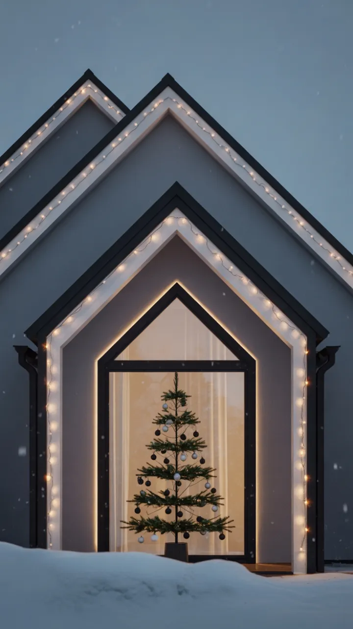 Geometric Lights and Quiet Warmth of a Minimalist Winter Home