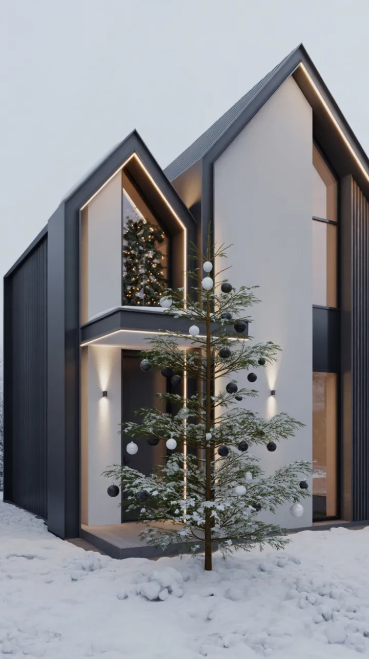 Subtle Christmas Glow on a Modern Minimalist Home