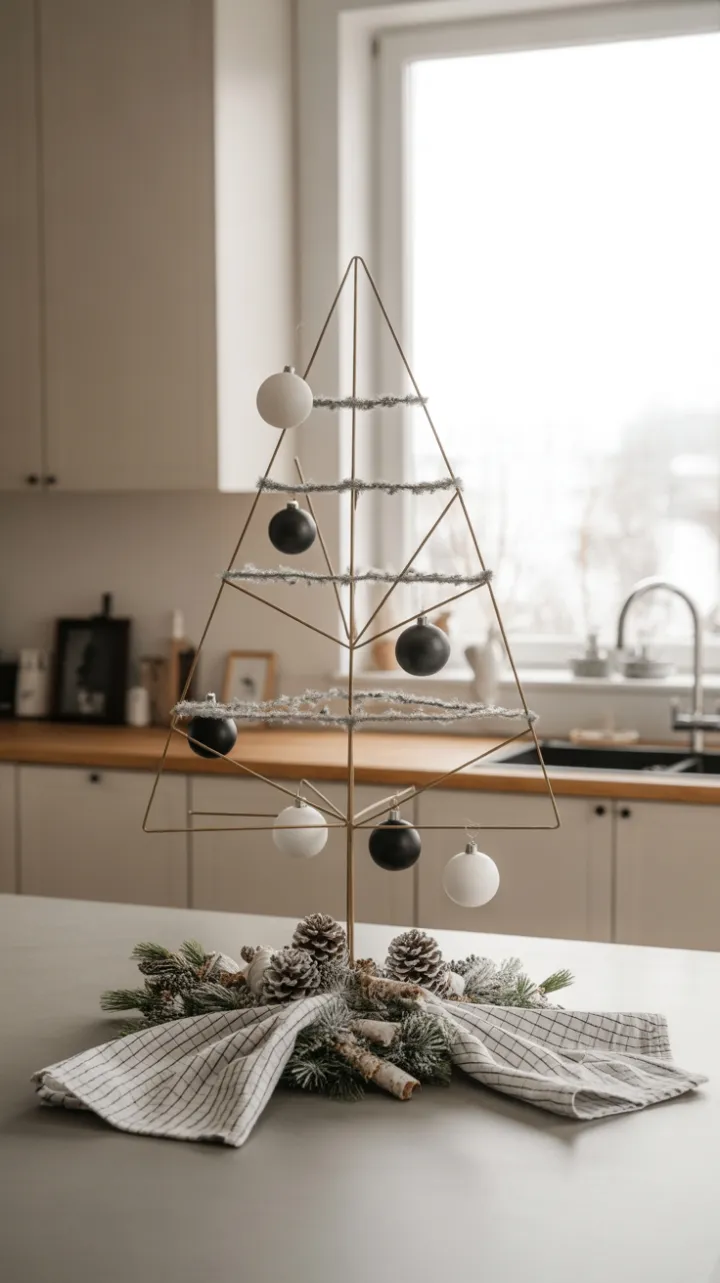 Geometric Christmas Calm in a Minimalist Modern Kitchen