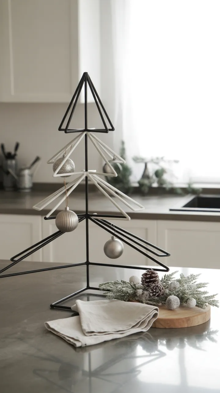 Geometric Christmas Elegance in a Minimalist Kitchen