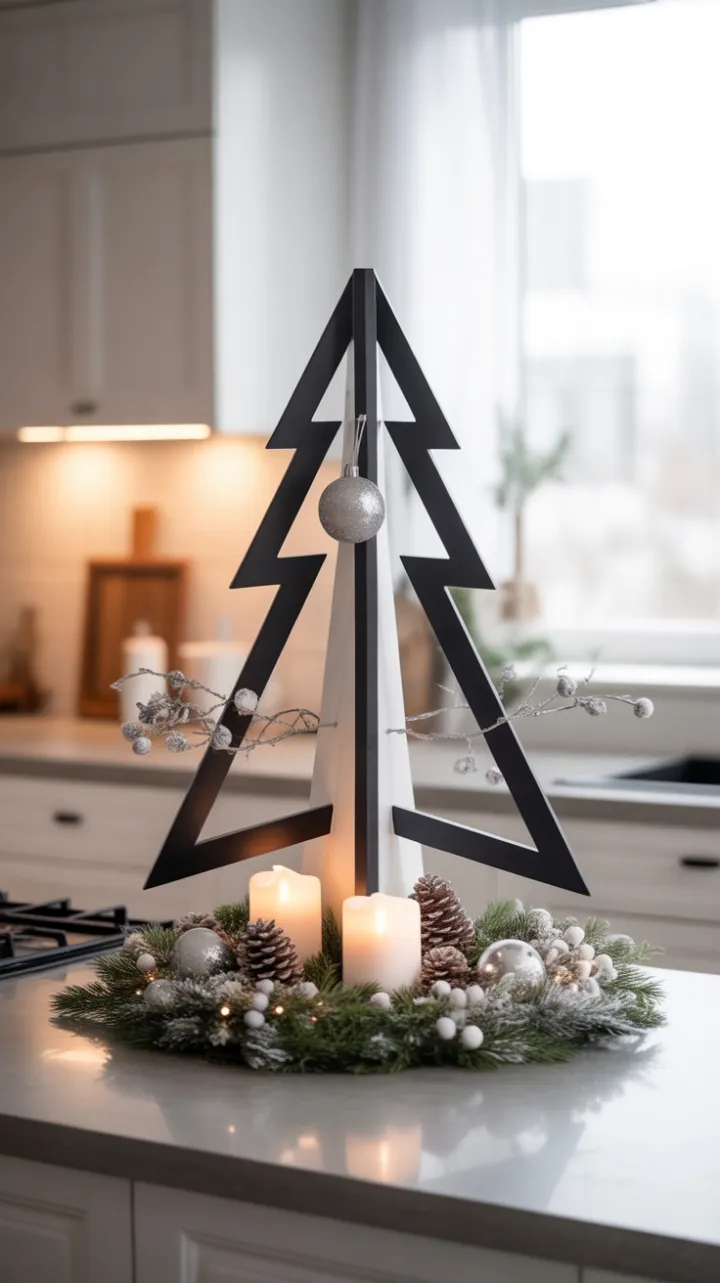 Geometric Christmas Elegance in a Modern Kitchen