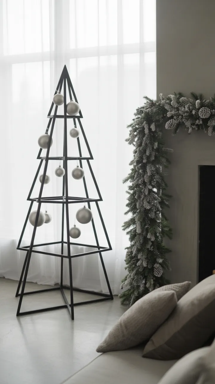 Monochrome Geometry – A Minimalist Christmas Living Room