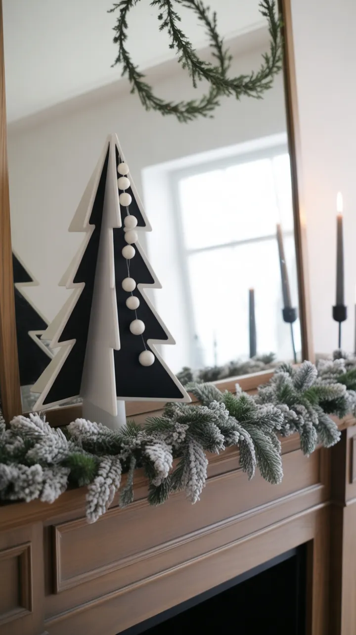 Sleek Geometric Monochrome Christmas Mantel