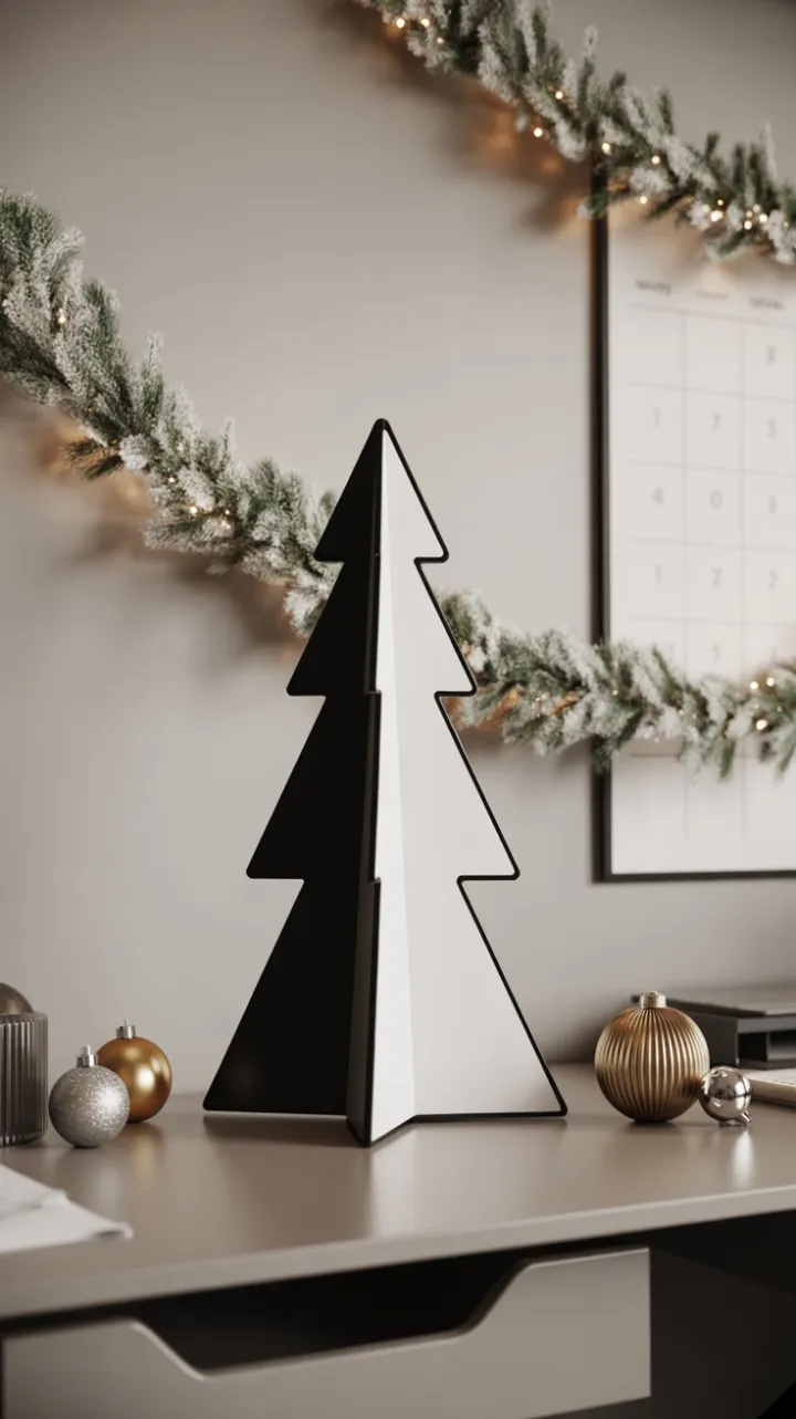 Sleek Monochrome Christmas – Minimalist Office Elegance
