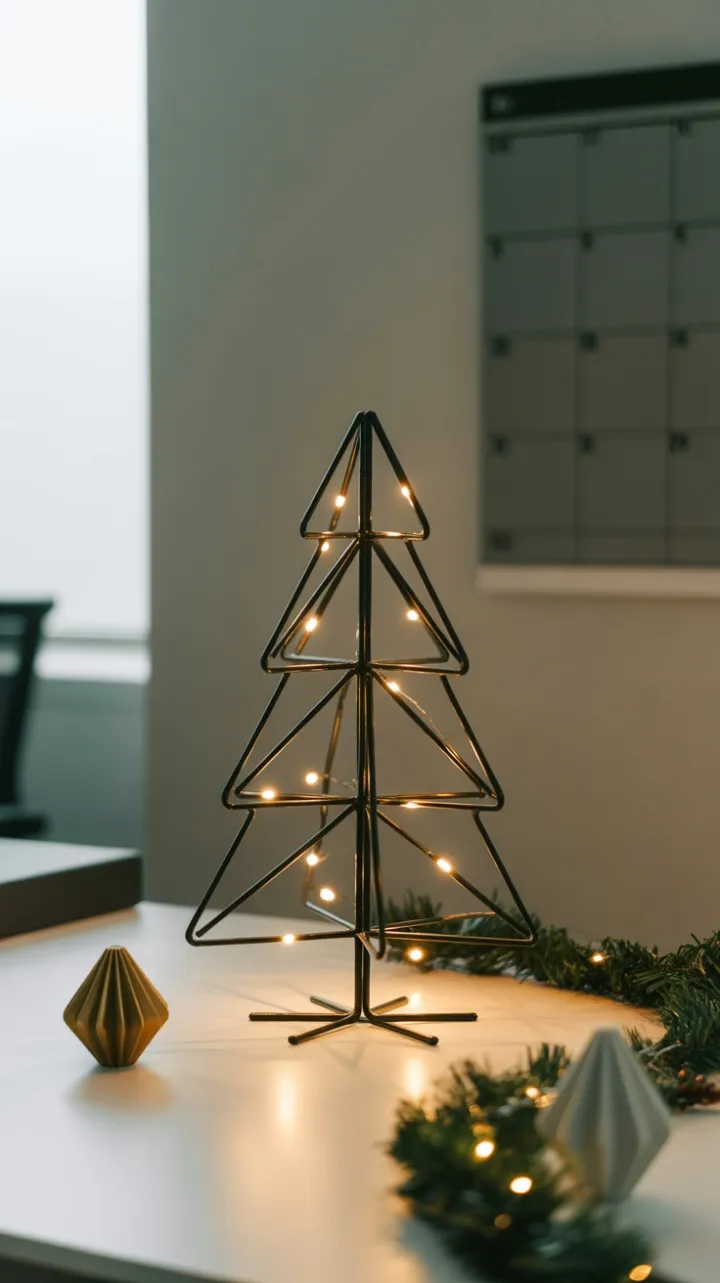 Geometric Glow of a Minimalist Christmas Desk