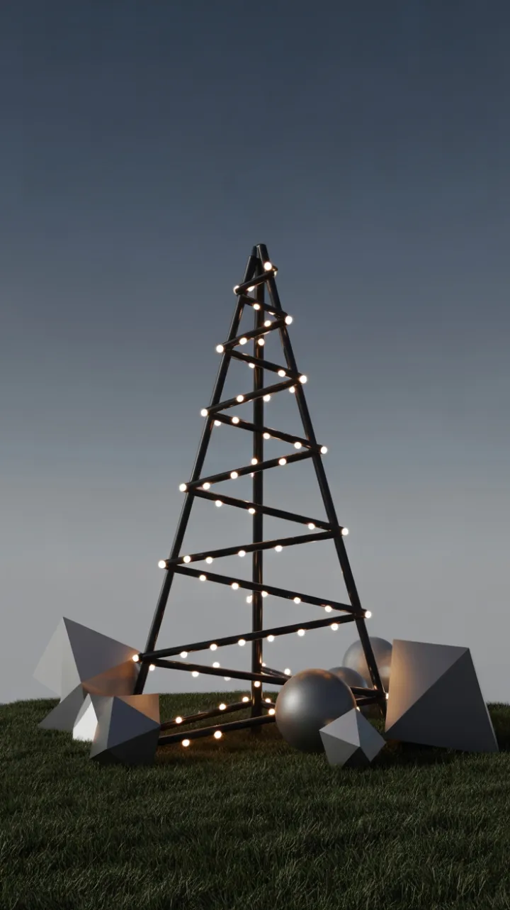 Monochrome Yuletide Sculpture on a Manicured Lawn