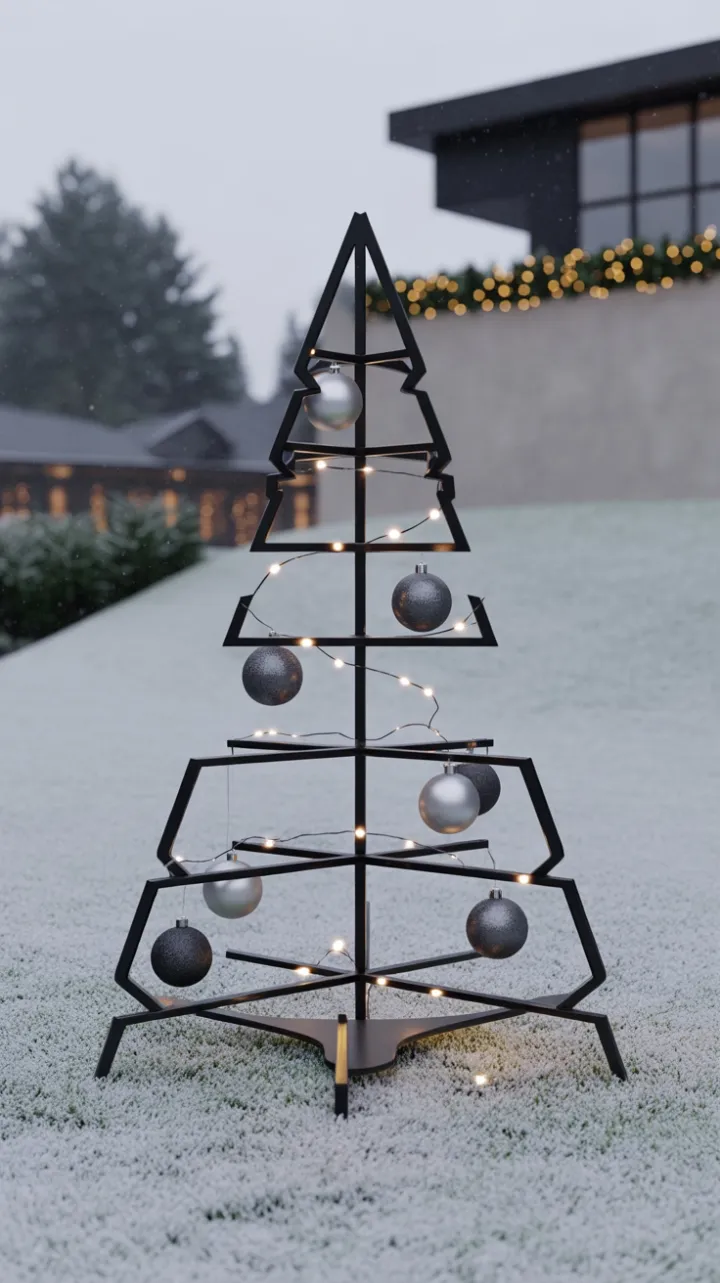 Geometric Glow of a Minimalist Christmas Tree