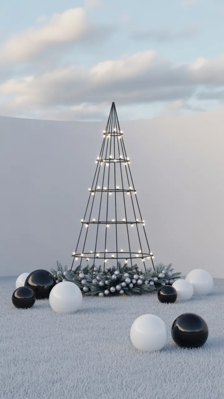 Geometric Yuletide on a Pristine White Lawn