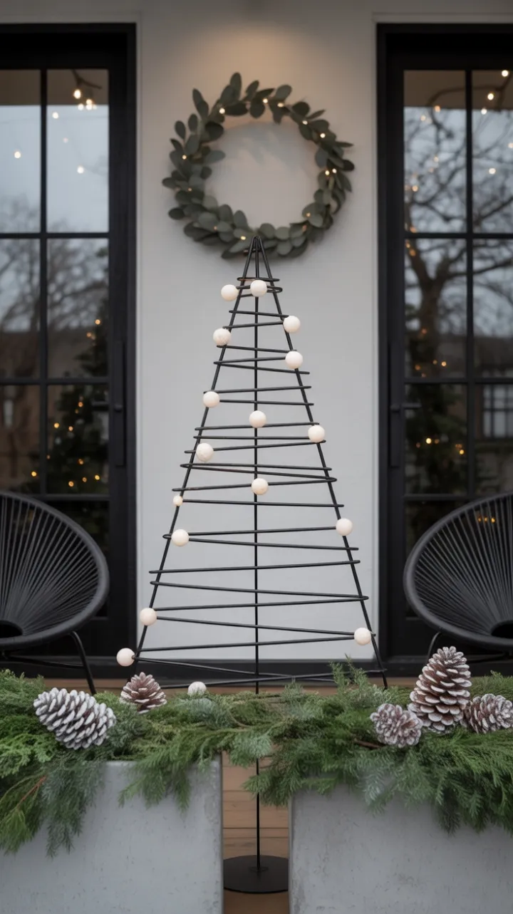 Modern Minimalist Christmas Porch with Geometric Tree