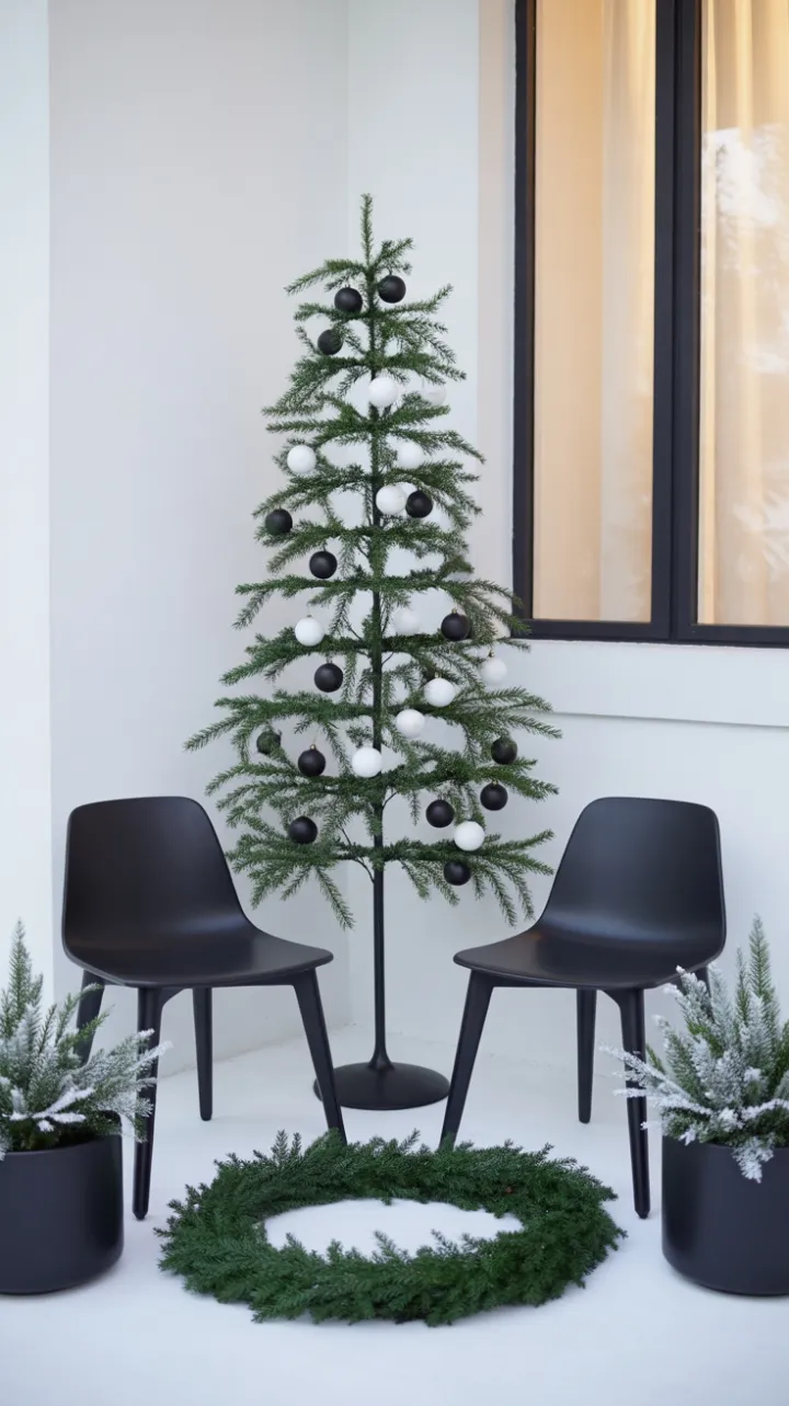 Monochrome Minimalist Christmas Porch