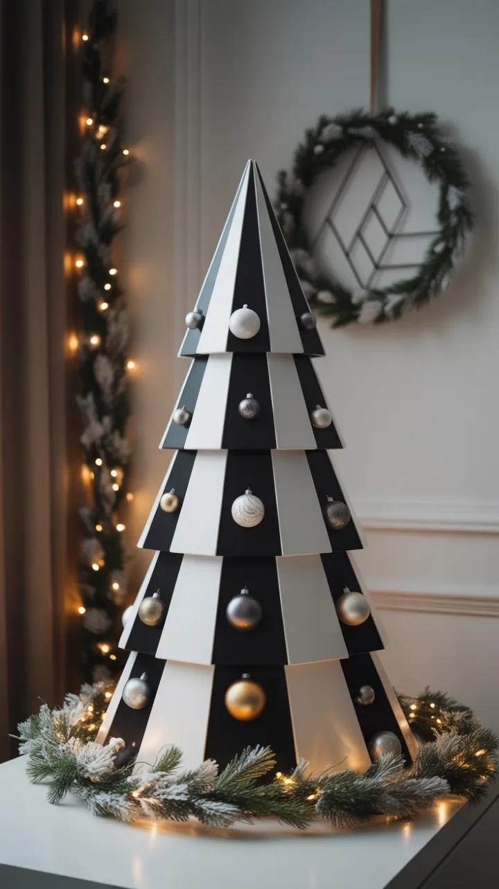 Geometric Minimalist Christmas in Silver and Gold