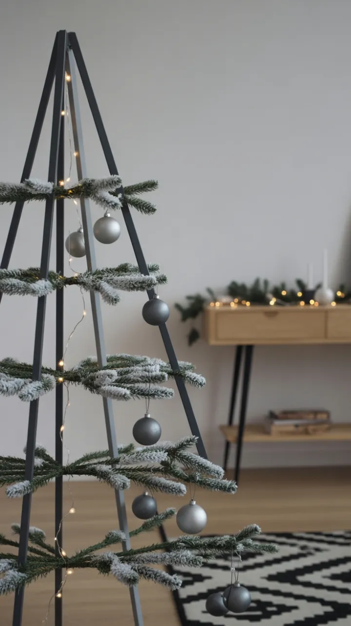 Midnight Minimalist Christmas Tree in a Scandinavian Room