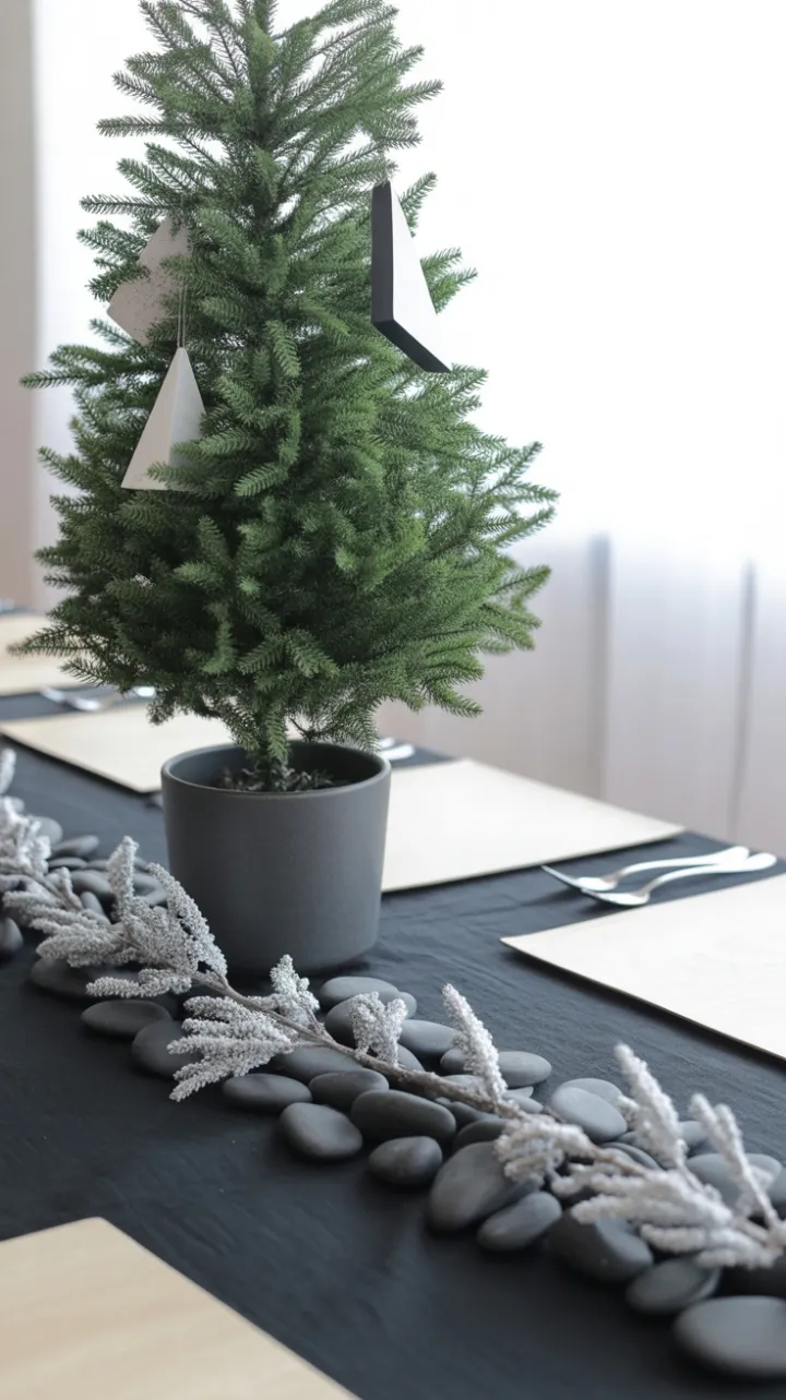 Sleek Monochrome Christmas Tablescape