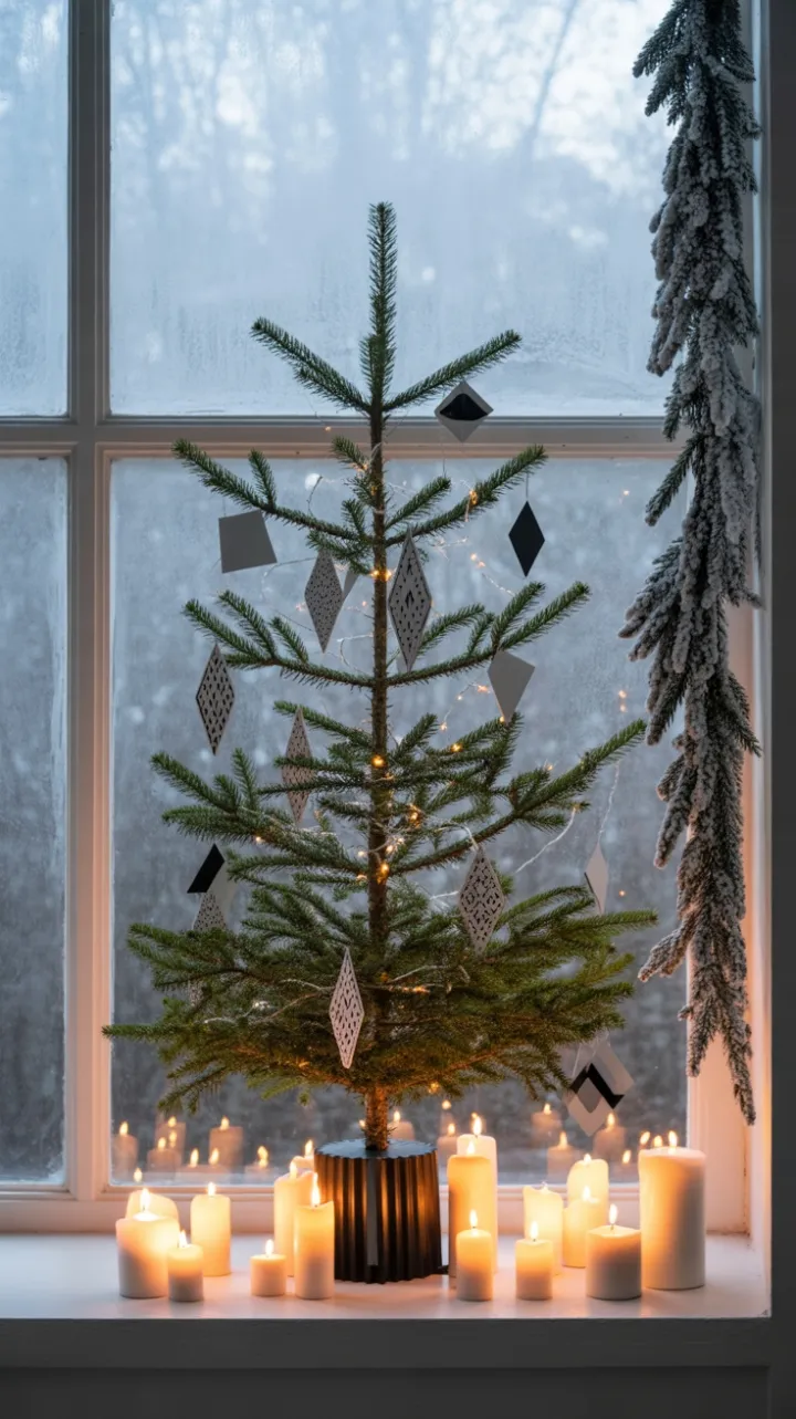 Frosted Window Minimal Tree Candlelit Calm