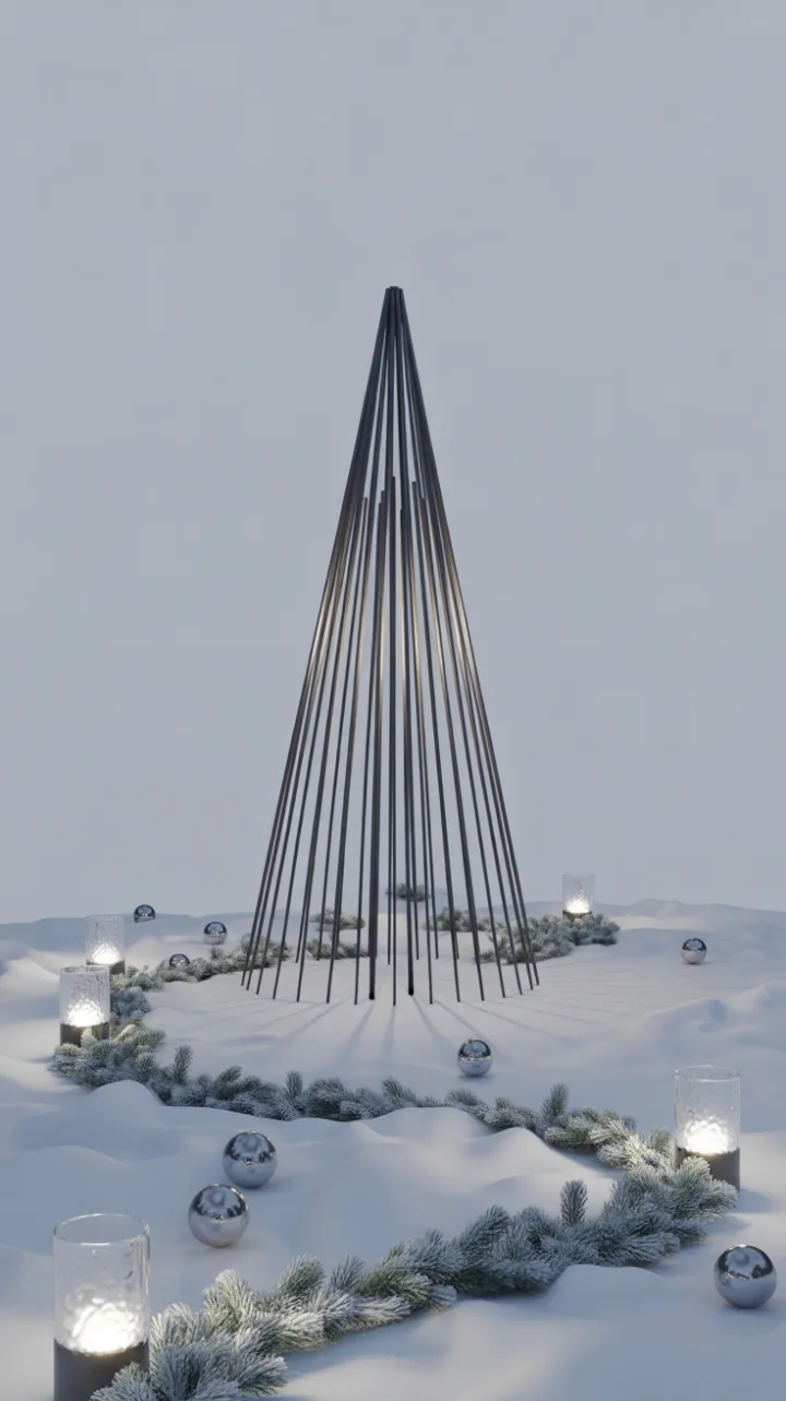 Geometric Midnight Tree Bathed in Warm Light