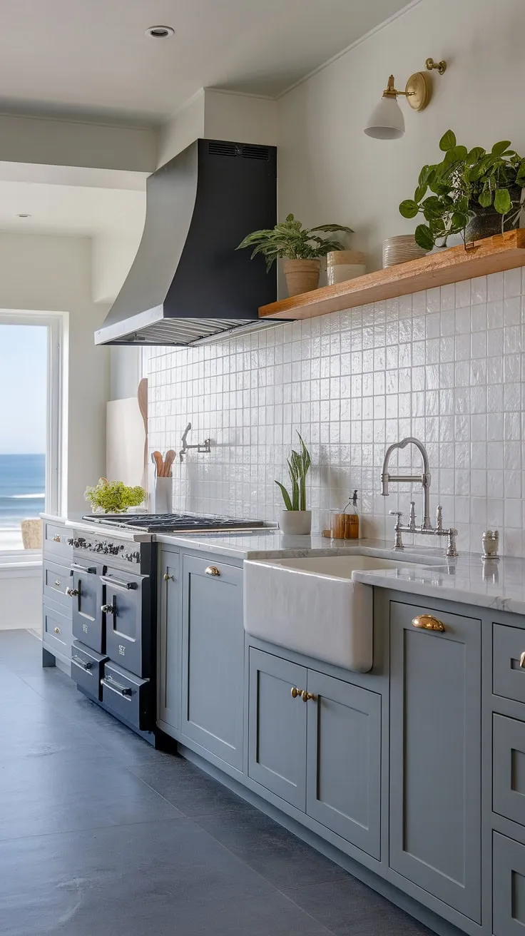 This modern coastal kitchen renovation perfectly captures the essence of relaxed beach living.  The design seamlessly blends modern coastal design interiors with stunning modern coastal kitchen backsplash ideas, creating a space that's both stylish and functional.  Get inspired for your own modern beach house kitchen ideas with this fresh take on modern coastal kitchens.