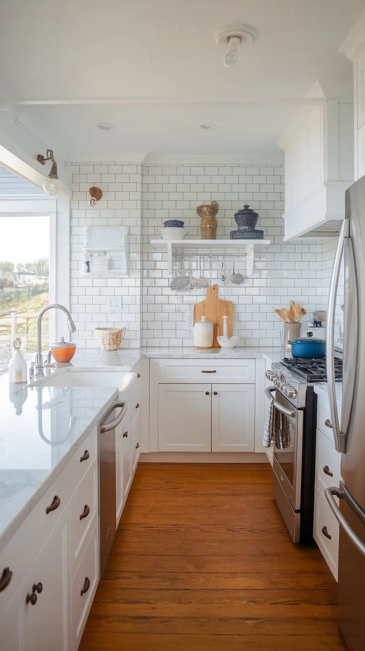 This stunning coastal kitchen renovation perfectly blends modern design with beach house charm.  The sleek cabinetry and captivating backsplash exemplify the best of modern coastal kitchen ideas, creating a space that's both stylish and functional, showcasing the epitome of modern coastal design interiors.