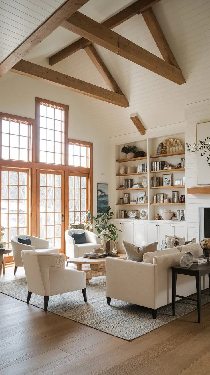 Blending the warmth of a cozy farmhouse living room with the clean lines of modern contemporary living, this organic modern living room offers the perfect balance of style and comfort.  Explore farmhouse living room ideas that seamlessly integrate organic modern home design.