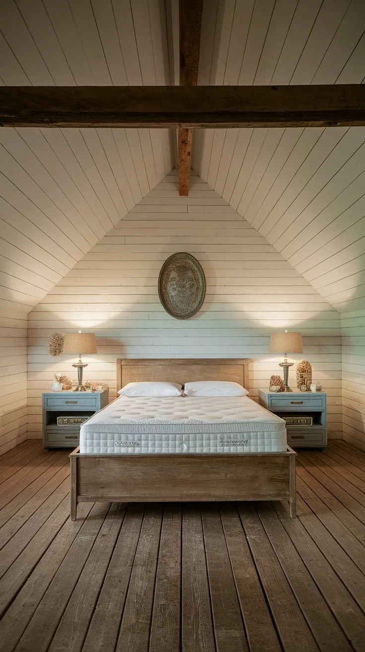 The cozy atmosphere of this modern farmhouse bedroom, adorned with vintage decor and warm tones, creates an inviting retreat ideal for a bedroom remodel.