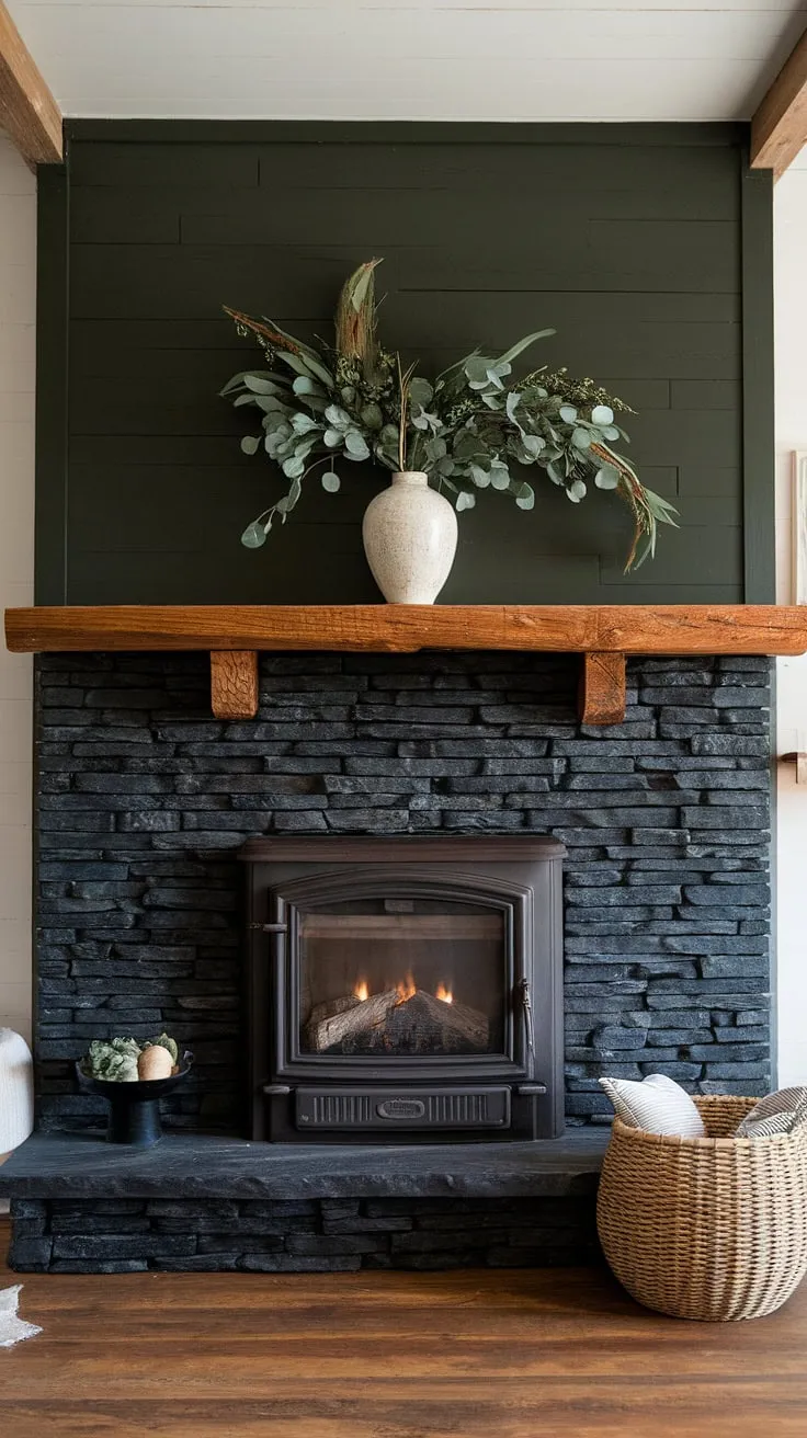 This stylish space showcases a black brick fireplace, gas fireplace surround ideas, and modern fireplace decor, creating inviting living room fireplace ideas.