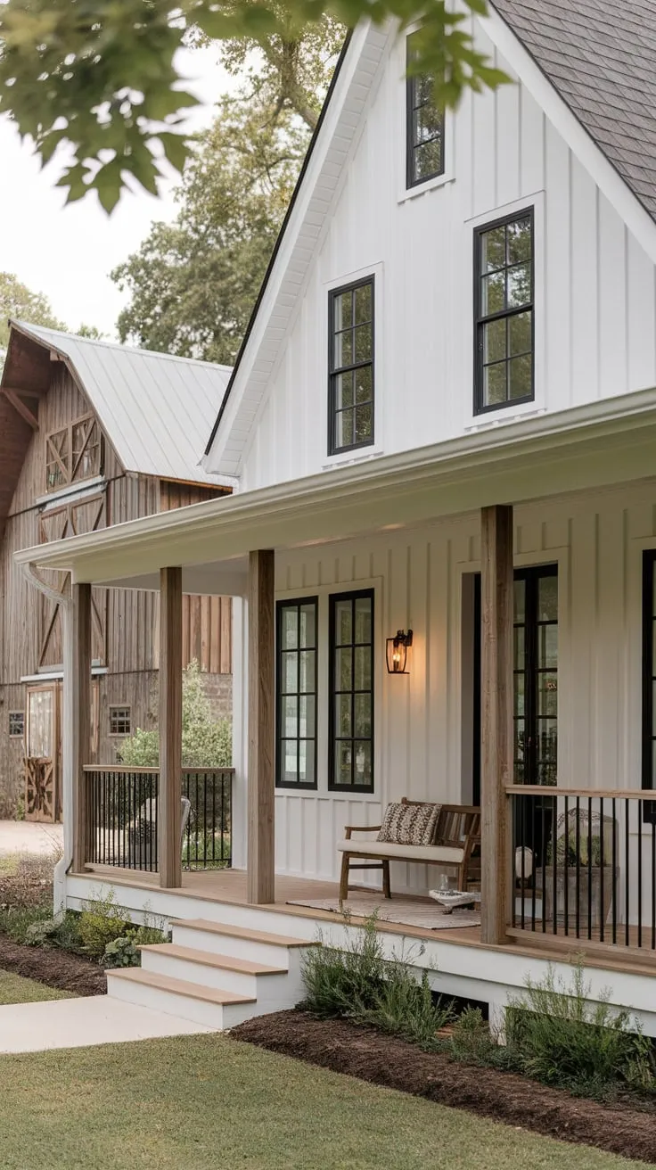 Rustic Elegance of a Modern Farmhouse Porch