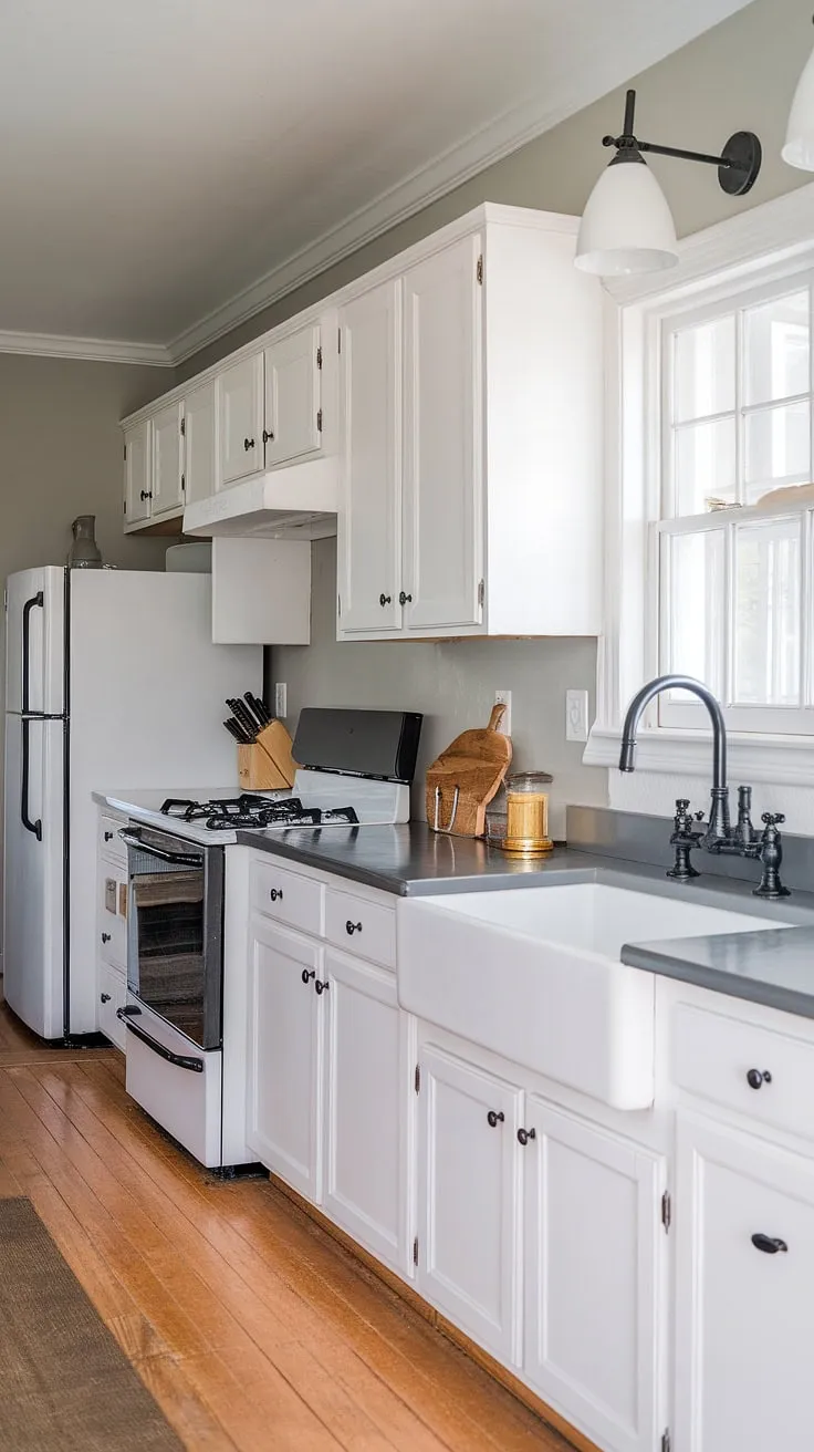 With its stylish design featuring a mix of black and white elements, this modern farmhouse kitchen is a dream come true for anyone seeking kitchen remodel ideas in their new build or house renovation.