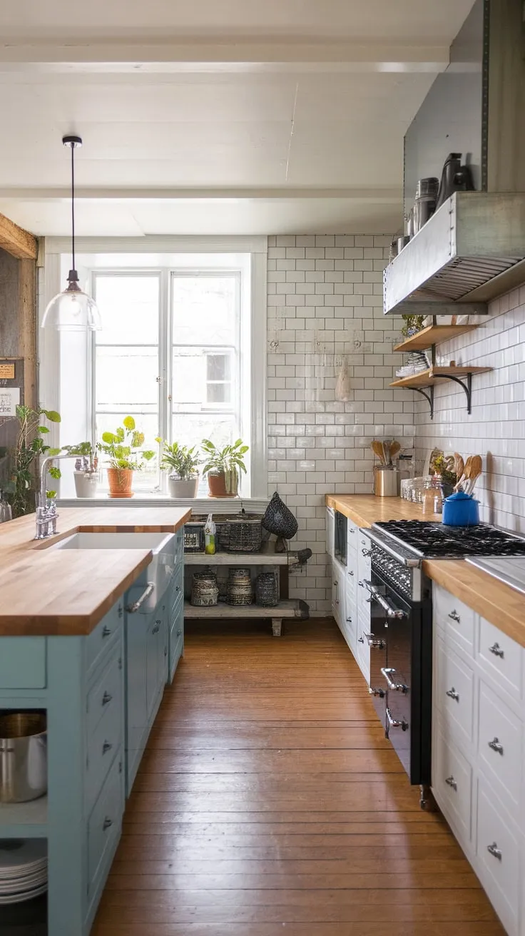 With its butcher block countertops, large island, and inviting decor, this kitchen remodel is a dream come true for anyone seeking house inspiration for their new build or house remodel.