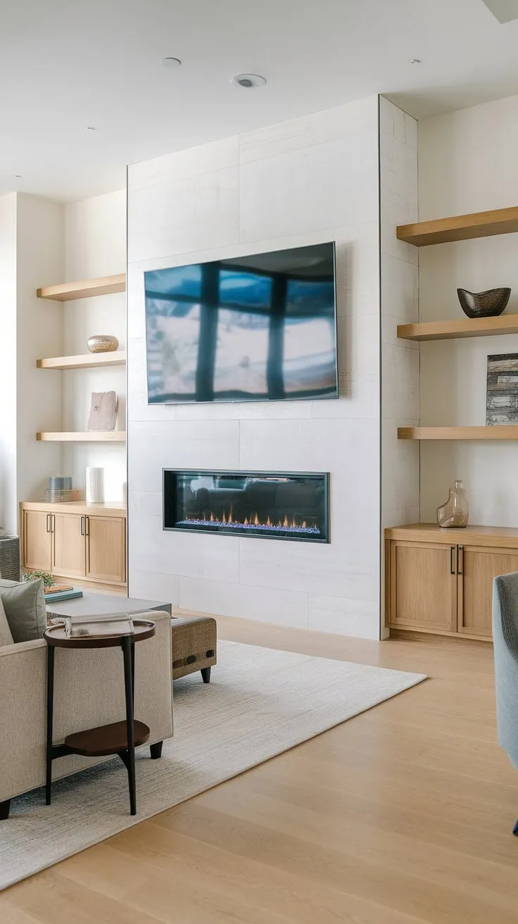 Cozy nights and movie marathons are made for this living room. The built-in fireplace adds warmth and ambiance, while the sleek media wall provides the perfect backdrop for entertainment. A sophisticated blend of comfort and style, this space is truly a haven.
