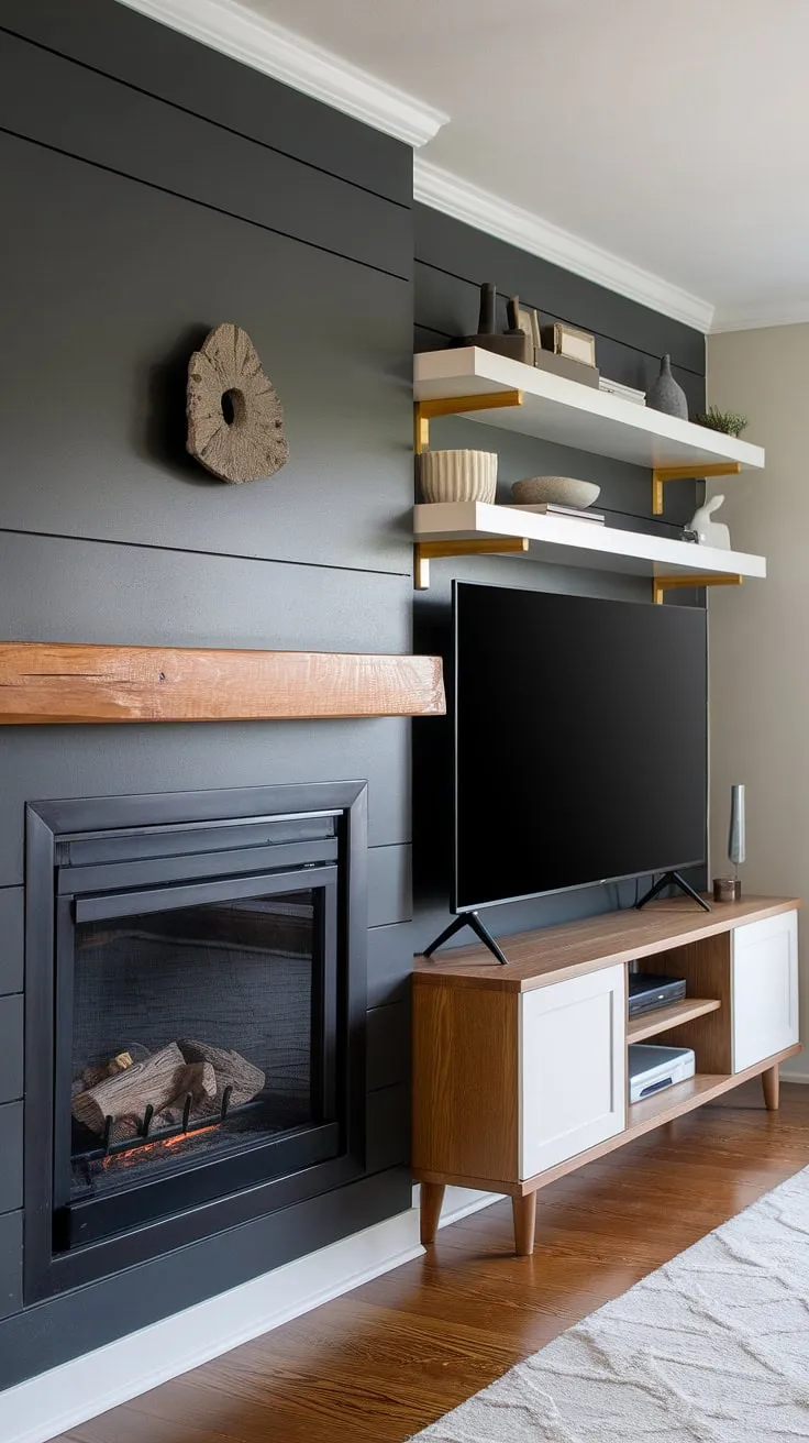 Cozy nights and movie marathons are made for this sophisticated living room. The built-in fireplace, ample storage, and sleek design create the perfect atmosphere for relaxation and entertainment. A true testament to modern living.