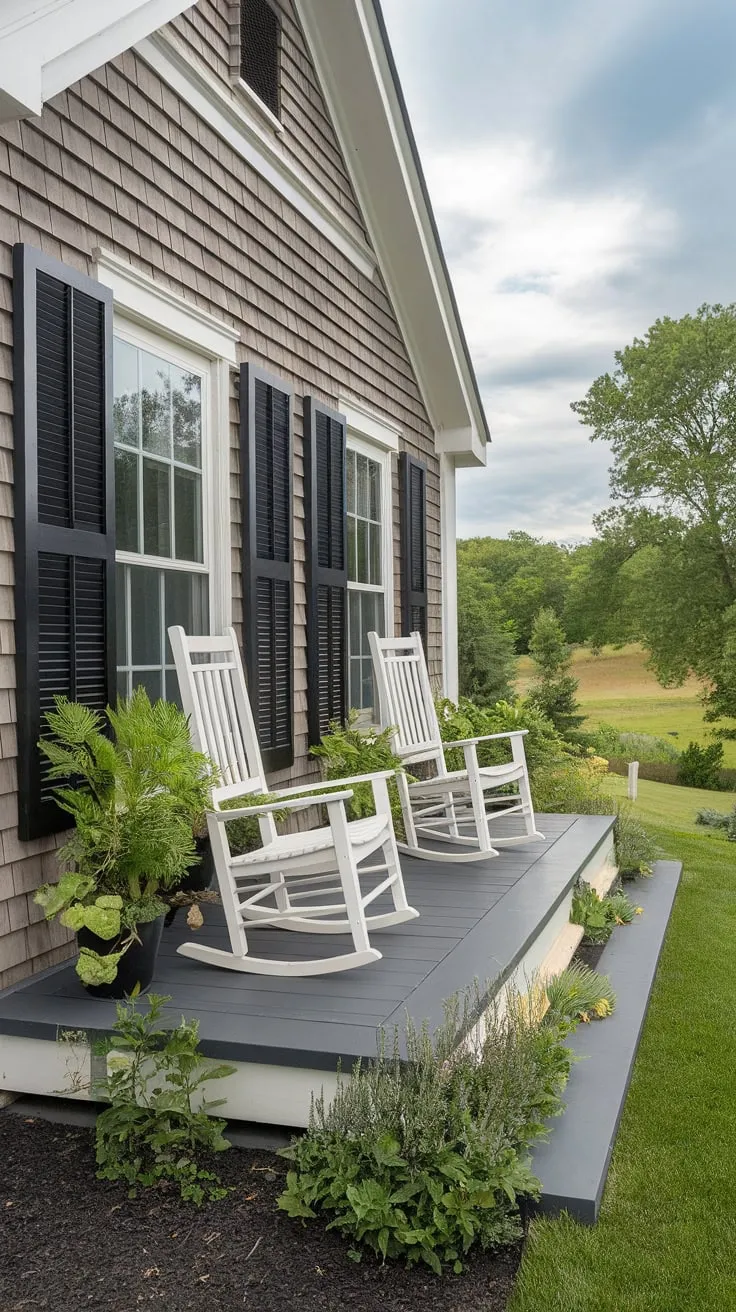 Modern Front Porch Oasis Surrounded by Nature