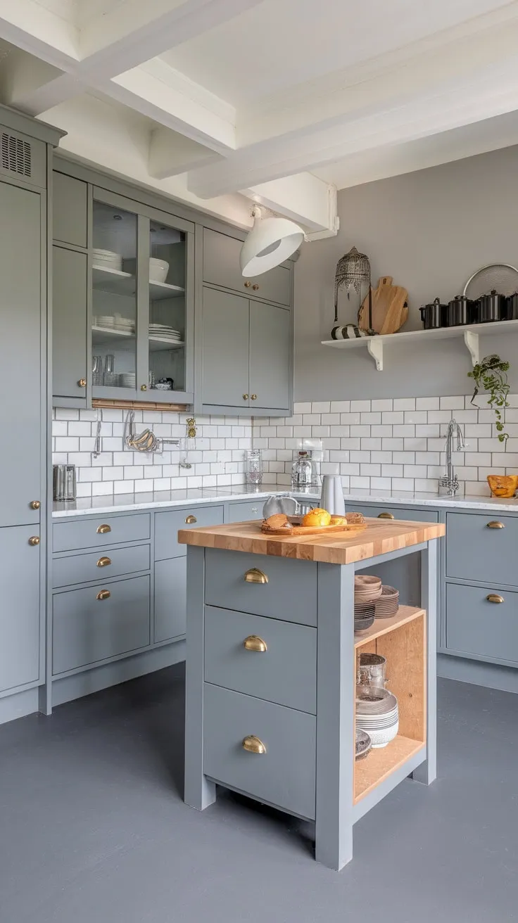 Grey reigns supreme in this modern kitchen remodel, from cabinets and countertops to flooring, creating a stylish and cohesive space.