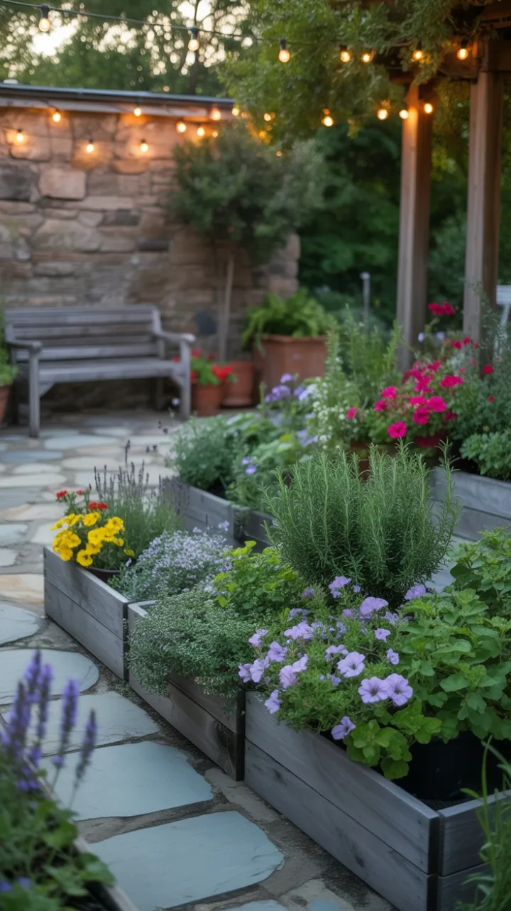 Sunlit Herb Garden Retreat with String Lights