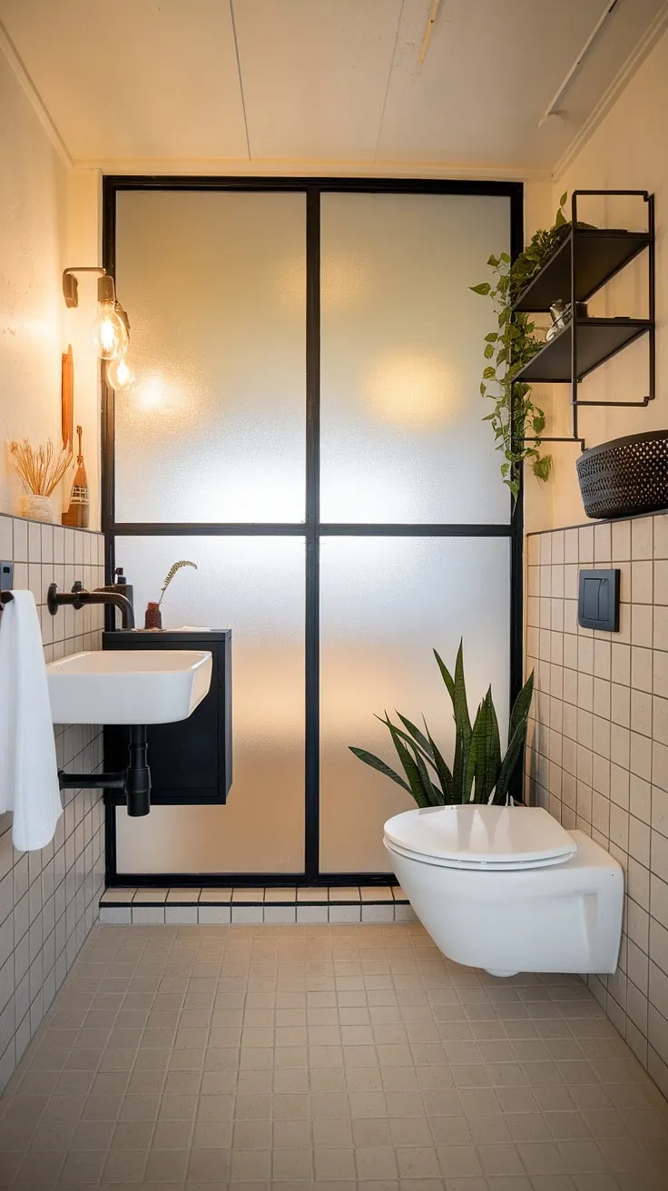 Find your zen in this thoughtfully designed Japandi bathroom. The warm lighting, neutral palette, and strategic use of black create a space that is both stylish and incredibly relaxing. A testament to the beauty of simplicity and functionality.