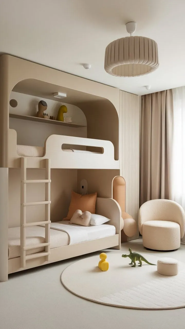 A serene haven of neutral tones and playful details, this space nurtures a toddler's imagination while seamlessly blending comfort and style.