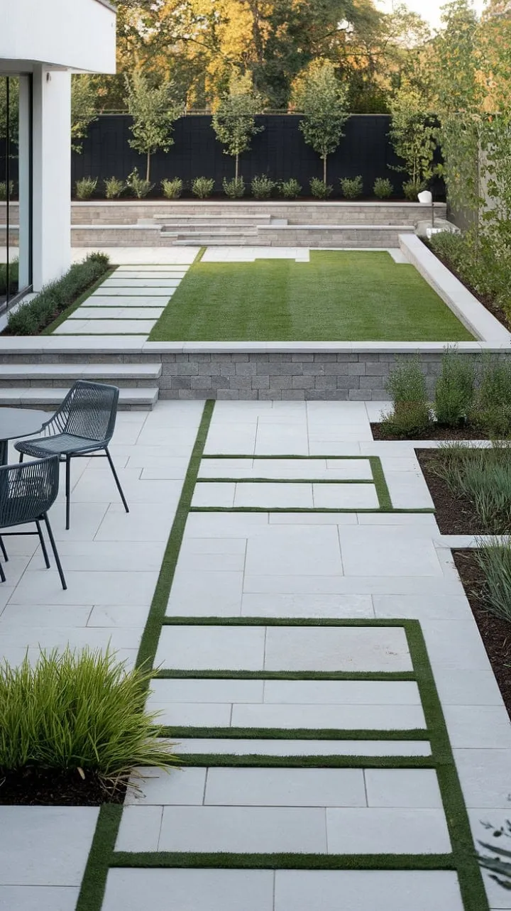 This minimalist backyard beautifully harmonizes simplicity and nature, transforming it into a serene retreat.