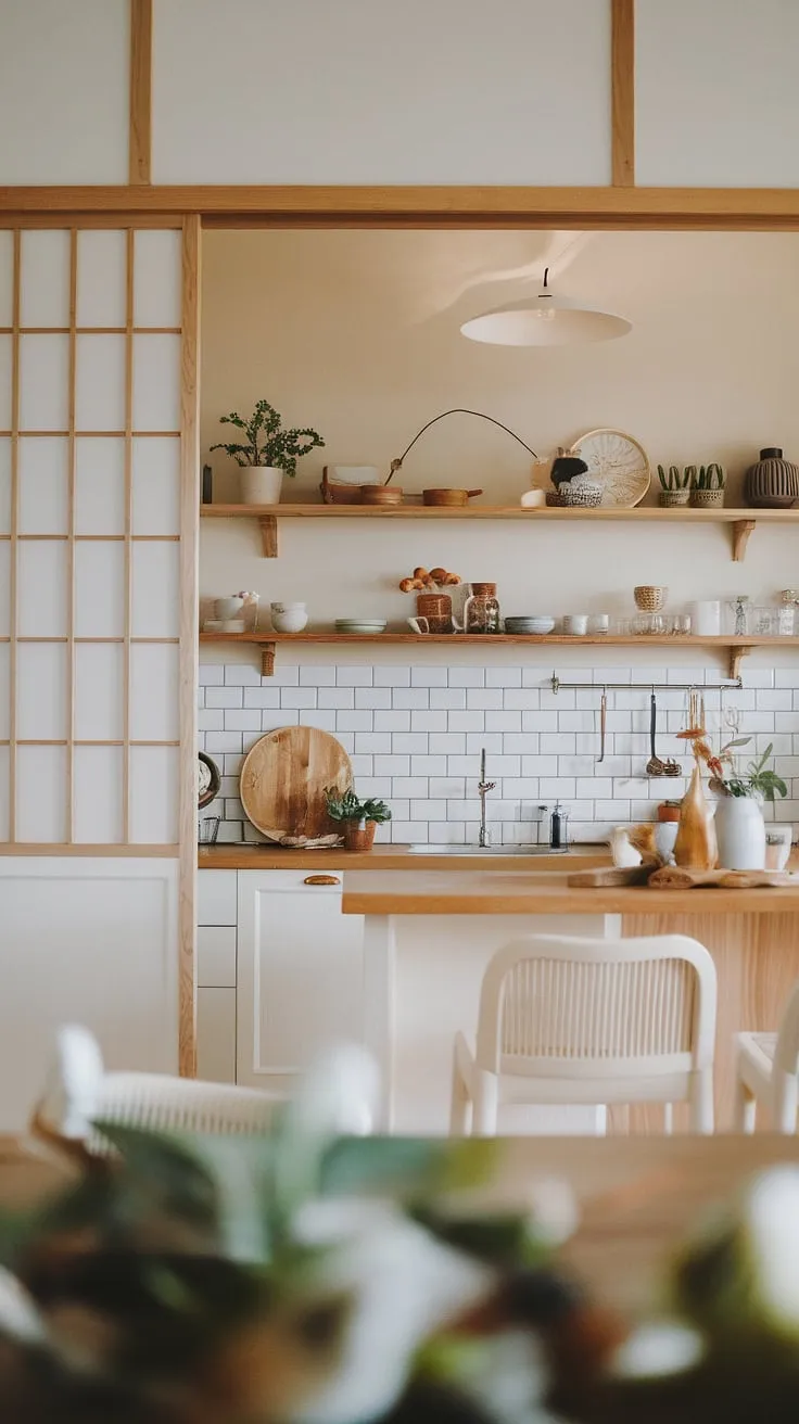 A harmonious blend of Japanese and Korean aesthetics, this a modern kitchen in New Zealand showcases the calming power of wood and white. The soft lighting and clean lines create a space that is both stylish and serene.