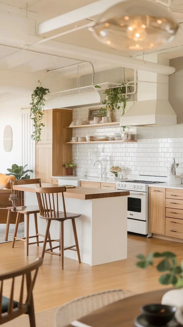 This modern Japandi kitchen is a haven of understated elegance. The soft, natural light highlights the beautiful contrast between the light wood cabinets and crisp white surfaces. A thoughtfully curated space where functionality meets tranquility, it's the perfect place to start and end your day.