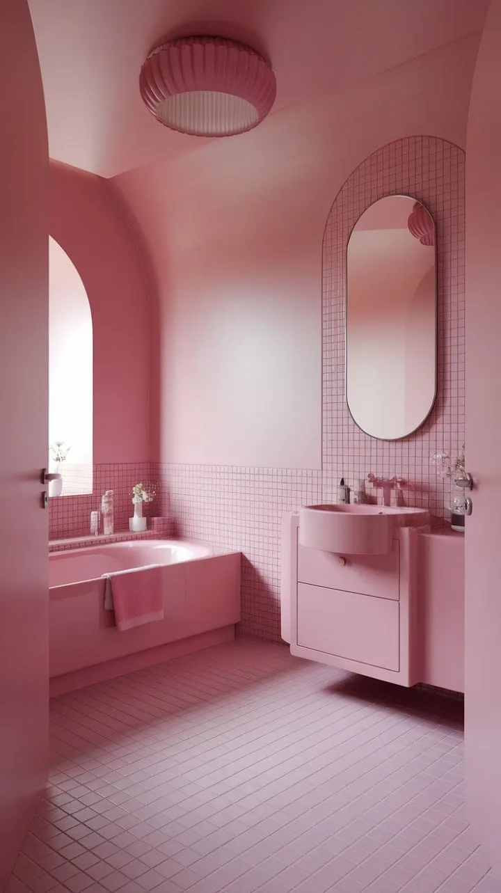 Step into a serene pink paradise where every detail exudes sophisticated femininity and tranquility.
