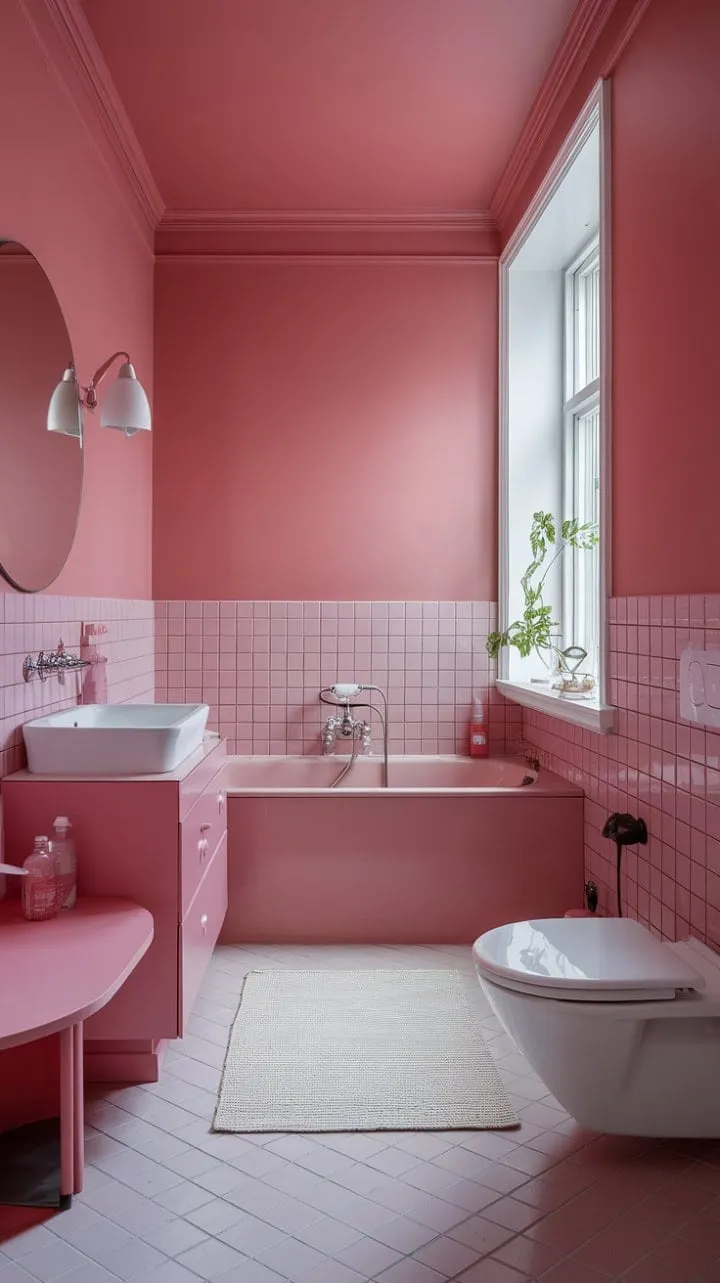This enchanting pink oasis, adorned with delicate details and serene ambiance, offers the perfect retreat for blissful self-care and relaxation.